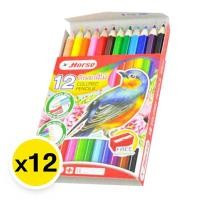 ราคา ตราม้า สีไม้ 12 สี แท่งสั้น แพ็ค 12 กล่อง (7416097931459)