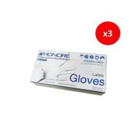ราคา Honore ถุงมือยางธรรมชาติ มีแป้ง แบบหนา กล่องสีน้ำเงิน Size L (100 ชิ้น) x 3 กล่อง (7195755184323)