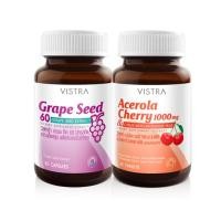 ราคา วิสทร้า ผลิตภัณฑ์เสริมอาหาร เกรป ซีด 60 30 แคปซูล + อะเซโรล่า เชอร์รี่ 1000 มก. 45 เม็ด x 2 (746415341113632)