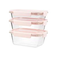 ราคา ซุปเปอร์ ล็อค ซื้อ 2 แถม 1 ชุดกล่องแก้ว Blooming series High Borosoilicate Glass Bpa Free เก็บซ้อนได้ เข้าเตาอบได้ ทนร้อนสูง สีชมพู (986364933568250)