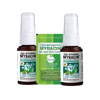 ราคา Mybacin (1 แถม 2) สเปร์ยพ่นคอ ขนาด 15 ml สูตรฟ้าทะลายโจร +เม็ดอมซิงค์รสapple 1 ซอง (295472396251027)