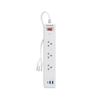 ราคา Honeywell ปลั๊กรางไฟป้องกันไฟกระชาก 3 ช่อง สายยาว 1.8 เมตร พร้อมช่องเสียบ Usb-a และ Usb-c รุ่น Hc000038 (376266961999770)