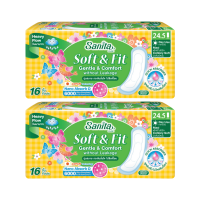 ราคา [ซื้อ1แถม1] Sanita/แซนนิต้า ผ้าอนามัย ซอฟท์ & ฟิต สัมผัสนุ่ม แม็กซี่ ไม่มีปีก 24.5ซม.16ชิ้น (901281654878418)