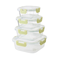Rrs กล่องแก้วถนอมอาหาร Borosilicate glass #402 ขนาด 300/500/800/1200 ml. 4ชิ้น/ชุด (385542779661933)