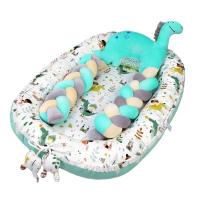 Fortae (ฟอร์เต้) ที่นอนเด็กแรกเกิดรังนก Bird's Nest พร้อมหมอนข้างถัก Cotton100% นอนได้2ด้าน รุ่นna018 เขียวไดโนเสาร์ (121564005564004)