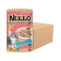 [petclub] Nekko Pouch Gravy - เน็กโกะ อาหารเปียกแมว เกรวี่ ทูน่า/กุ้ง/หอยเชลล์,ยกลัง x48ซอง (825571240489278)