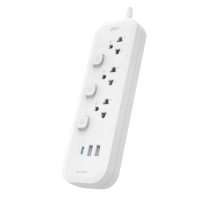 Deli ปลั๊กไฟมาตรฐานมอก.ตัดไฟอัตโนมัติ ปลอดภัย แบบ 3usb แยกสวิตซ์ 3 ช่อง 3เมตร (204038673559416)