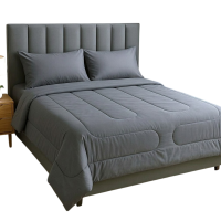 Charm Classic ผ้าปูที่นอน+ผ้านวม 6 ฟุต สี Dark Grey (261742429422201)
