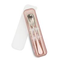 ราคา Rrs ช้อน-ส้อม ตะเกียบ สแตนเลส พร้อมกล่องพกพา สีชมพู (7549339107523)