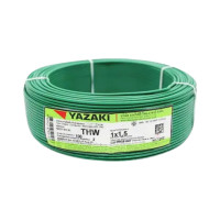 ราคา Yazaki สายไฟ Iec01 Thw 1x1.5 Sqmm 450/750v 100m Cable Thai Yazaki สีเขียว (green) (682765652175633)