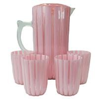 ราคา Rrs ชุดเหยือกน้ำพลาสติก 2.6 L + แก้ว 4 ใบ สีชมพูมุก (7544983945411)