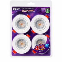 ราคา Eve [ แพ็ค 4 ดวง ] ดาวน์ไลท์ แอลอีดี เปลี่ยนได้ 3 สี undefined ปรับองศาได้ รุ่น Ray 5 วัตต์ เจาะฝ้า 2.76 นิ้ว รหัสสินค้า 207882 (922393527624626)