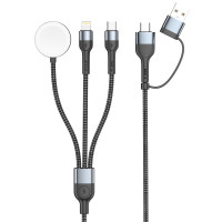 ราคา Moov Cb10 สายชาร์จ Type C 5 in 1 Apple Watch 2.5w Wireless Charge สายชาจ typ c สายชาร์ต Type C / Usb / L-cable Black (697603312950991)