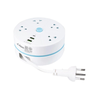 ราคา Asaki Power Strip ปลั๊กไฟตลับม้วน 3เมตร 4ช่อง มี มอก. รุ่น Ak-pl49-4u3 ประกัน 3 ปี ปลั๊กกลม ฟ้า (327099035269104)