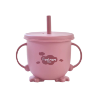 ราคา Feel Mom แก้วน้ำฝึกดูด + ถ้วยใส่อาหาร 2 in 1 [สีชมพู] - Silicone Baby Cup [pink] (525274991962092)