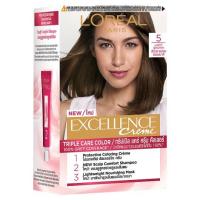 ลอรีอัล ปารีส เอกซ์เซลเล้นช์ ครีมเปลี่ยนสีผม 5 สีน้ำตาลอ่อนธรรมชาติ 1 ชุด (L&#39;Or&#233;al Paris Excellence 5 Natural Light Brown Hair Color Cream 1 Set)
