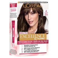 ลอรีอัล ปารีส เอกซ์เซลเล้นช์ ครีมเปลี่ยนสีผม 4 สีน้ำตาลธรรมชาติ 1 ชุด (L&#39;Or&#233;al Paris Excellence 4 Natural Brown Hair Color Cream 1 Set)