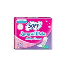 โซฟี ลอง แอนด์ ไวด์ บอดี้ เคิร์ฟ แผ่นอนามัยแบบบาง ไม่มีน้ำหอม 40 ชิ้น (Sofy Long &amp; Wide Body Curve No Perfume Slim Panty Liners 40 pcs)