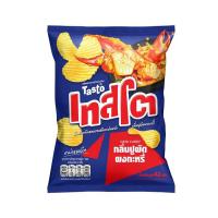 เทสโต มันฝรั่งแท้ทอดกรอบชนิดแผ่นหยัก กลิ่นปูผัดผงกะหรี่ 50กรัม (Tasto Crab Curry Flavoured Ridge Cut Potato Chips 50g)