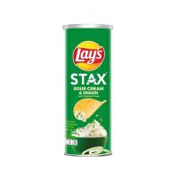 เลย์ สแตคส์ มันฝรั่งทอดกรอบรสซาวครีมและหัวหอม 100กรัม (Lay&#39;s Stax Sour Cream &amp; Onion Potatoes Crisp 100g)