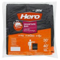 ราคา ฮีโร่ถุงขยะดำมีหูรูดแบบแพ็ค30X40นิ้ว10ใบ HERO (75132508)