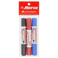 ราคา ตราม้า ปากกาไวท์บอร์ด 2 หัว แพ็ค 3 (คละแบบ) HORSE (26203227)
