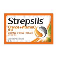 สเตร็ปซิล ยาบรรเทาอาการเจ็บคอ ออเร้นจ์+วิตามินซี เอช เอช อาร์ 8 เม็ด (Strepsils Orange + Vitamin C HHR Lozenges 8 pcs)