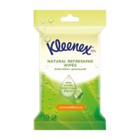 คลีเน็กซ์ ผ้าเช็ดทำความสะอาดผิวแบบเปียก 10 แผ่น (Kleenex Natural Hand &amp; Face Moist Wipes 10 pieces)