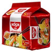 นิสชิน บะหมี่กึ่งสำเร็จรูป รสต้มยำกุ้งแซ่บ 60กรัม x 5 ซอง (Nissin Tom Yum Shrimp Sabb Flavour Instant Noodle 60g x 5pcs)