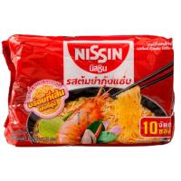 นิสชิน บะหมี่กึ่งสำเร็จรูปรสต้มยำกุ้งแซ่บ 60กรัม x 10 ซอง (Nissin Tom Yum Shrimp Sabb Flavour Instant Noodle 60g x 10pcs)