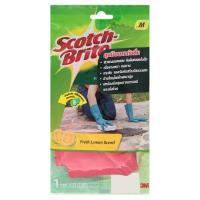3เอ็ม สก๊อตช์-ไบรต์ ถุงมือยางกันลื่น ขนาดกลาง 7-7.5นิ้ว 1 คู่ (3M Scotch-Brite 7''-7.5'' M Size Latex Gloves 1 pair)