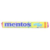 ราคา เมนทอส ซาวมิกซ์ ลูกอมกลิ่นผลไม้ต่างๆ 37กรัม (Mentos Sour Mix Assorted Fruits Flavor Candy 37g)