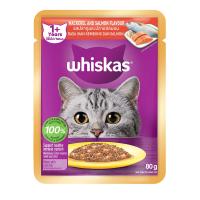 ราคา วิสกัสเพาช์อาหารแมว แซลมอนปลาทู 80ก. WHISKAS (7502427)