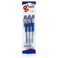 จีซอฟท์ ปากกาลูกลื่น สีน้ำเงิน 0.38มม. 3 ด้าม (G Soft Blue Color Gel Pen Ball 0.38mm 3 pcs)