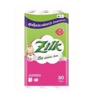 ซิลค์ จัมโบ้ กระดาษทิชชูม้วน ยาวมากกว่าปกติ 57% หนา 2 ชั้น 30 ม้วน (Zilk Jumbo 57% Longer Than Regular 2 Ply Thick Roll Tissue 30 rolls)