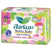 ลอรีเอะ ซอฟท์ แอนด์ เซฟ ผ้านามัยมีปีกแผ่นบาง แบบกลางวันมามาก 14 ชิ้น (Laurier Soft and Safe 25cm Length Slim with Wings Day Sanitary Pad 14pcs)
