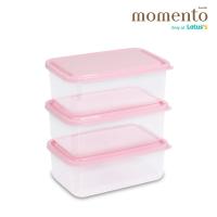 MOMENTO กล่องอาหารเหลี่ยมชมพู 800มล.X3 MOMENTO (75557834)