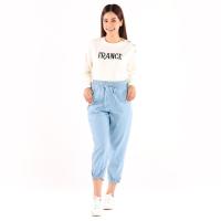 ราคา ME STYLE กางเกงยีนส์คาปรีเอวยาง สีอ่อน L ME STYLE (52699406)
