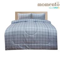 ราคา MOMENTO ผ้าปูไมโครตารางเทา 6 ฟุต + ผ้านวม MOMENTO (75587314)