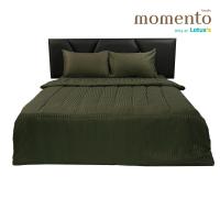 ราคา MOMENTO ผ้าปูไมโครซาตินริ้วเขียว 6 ฟุต + ผ้านวม 70X90 นิ้ว MOMENTO (75587071)