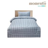 ราคา MOMENTO ผ้าปูไมโครตารางเทา 3.5 ฟุต + ผ้านวม MOMENTO (75587305)