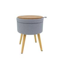 ราคา สตูลเก็บของกลม ขาไม้พร้อมฝา #HS-WL14 (คละแบบ) (75610886)