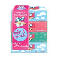 สก็อตต์ กระดาษเช็ดหน้าสีขาว 130แผ่น x 4 แพค (Scott White Facial Tissues 130 Sheets x 4 Packs)