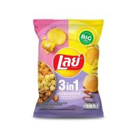 เลย์ 3IN1 มันฝรั่งทอดกรอบแผ่นหยัก รสป๊อปคอร์นมิกซ์ 71 ก.