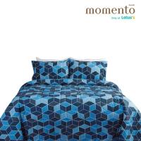 ราคา MT ผ้าปูเสมือนคอตตอน POP BLUE6ฟุต+ผ้านวม MOMENTO (51812252)