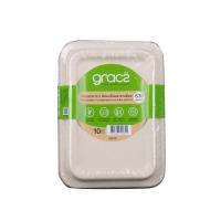 ราคา เกรซ กล่องอาหาร 2ช่อง+ฝาชานอ้อย 670มล. แพ็ค10 GRACZ (51922847)