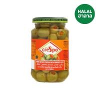 ครีสโป มะกอกเขียว สอดไส้พริกแดงในน้ำเกลือ 354กรัม (CreSpo Green Olives With Minced Pimento In Brine 354g)