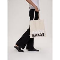 ราคา กระเป๋าผ้าดีเทลปรินต์ - สีเบจ Rally Movement (69884)