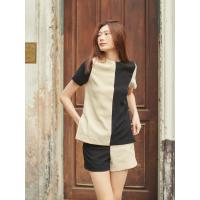 ราคา เสื้อแขนสั้นสองสี รุ่น Chess - สี Beige-Black Whatwewearrr (88185)