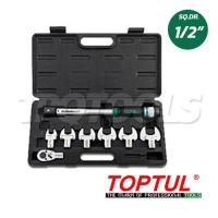 ราคา GAAI0801 ชุดประแจปอนด์เปลี่ยนหัวได้(ปากตาย) SQ.1/2" 8 ตัวชุด 1/2" SQ.DRIVE HEAD-INTERCHANGEABLE SPANNER TORQUE WRENCH SET 8 PCS/SET (SKU : TOPTUL : ชุดประแจขันปอนด์ GAAI0801)